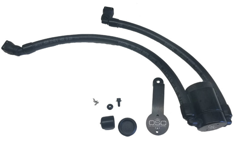 J&L 3.0 Driver-Side Oil Separator JLT3024D-B for 2018-2023 Ford Mustang GT, 2019 Bullitt, Black Anodized