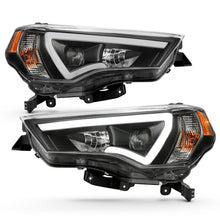 Load image into Gallery viewer, ANZO 14-18 Toyota 4Runner Plank Style Projector Headlights with Amber Accents - Black Pair