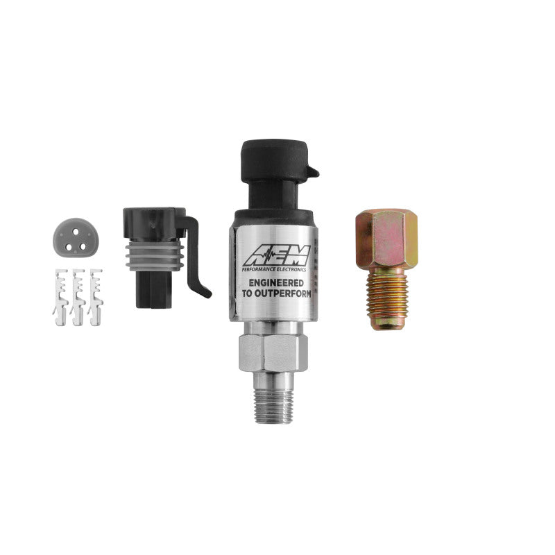 AEM 34 Bar MAP Sensor Kit (Part Number: AEM30-2130-500) * Stainless Steel Automotive Pressure Sensor with 1/8-inch NPT Male Thread