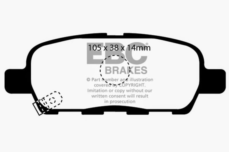EBC Greenstuff 2000 Series Sport Rear Brake Pads for Nissan Maxima and Juke - Part No. EBCDP21955