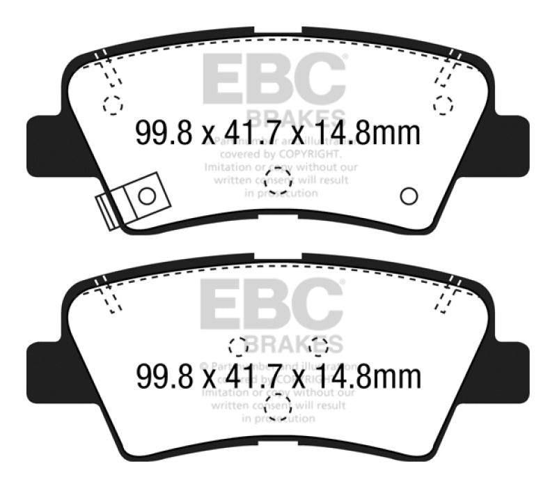EBC Yellowstuff Rear Brake Pads for Hyundai Elantra GT and Kia Forte * High-Performance Street and Track Use Part Number EBCDP42188R