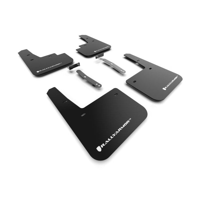 Rally Armor 22-23 Hyundai Kona N Black UR Mud Flap w/White Logo