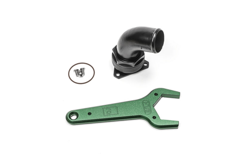 Radium Engineering FCST-X 3-Bolt Remote Mount Fill Neck with 24AN Elbow and 1.5-inch Barb