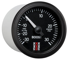 Load image into Gallery viewer, AutoMeter 52mm Stack Instruments Mechanical Boost Gauge -30 inHg to +30 PSI, Black