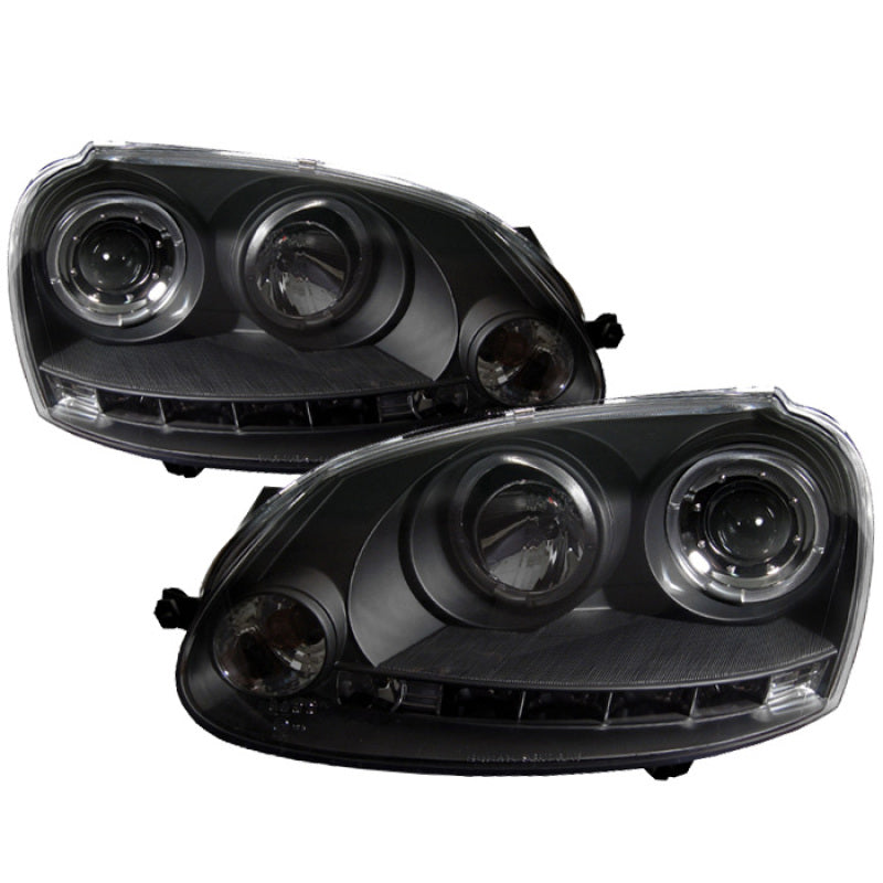Spyder LED Halo DRL Projector Headlights for Volkswagen GTI & Jetta (2006-2009) - Black