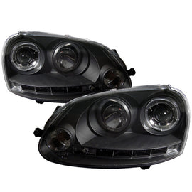 Spyder LED Halo DRL Projector Headlights for Volkswagen GTI & Jetta (2006-2009) - Black
