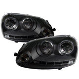 Spyder LED Halo DRL Projector Headlights for Volkswagen GTI & Jetta (2006-2009) - Black