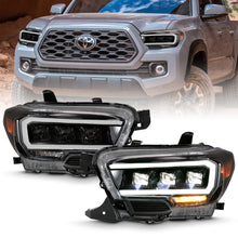 Load image into Gallery viewer, ANZO 2016-2018 Toyota Tacoma LED Projector Headlights Plank Style Black with Amber