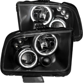 ANZO 2005-2009 Ford Mustang Projector Headlights with Halo, Black Housing and Clear Lens – Pair