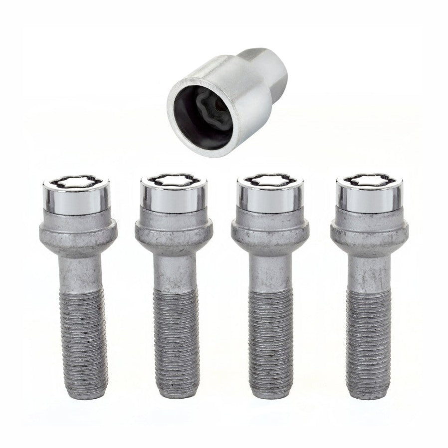 McGard Wheel Lock Bolt Set - Radius Seat, M14x1.5 Thread, Chrome Finish, 4-Pack