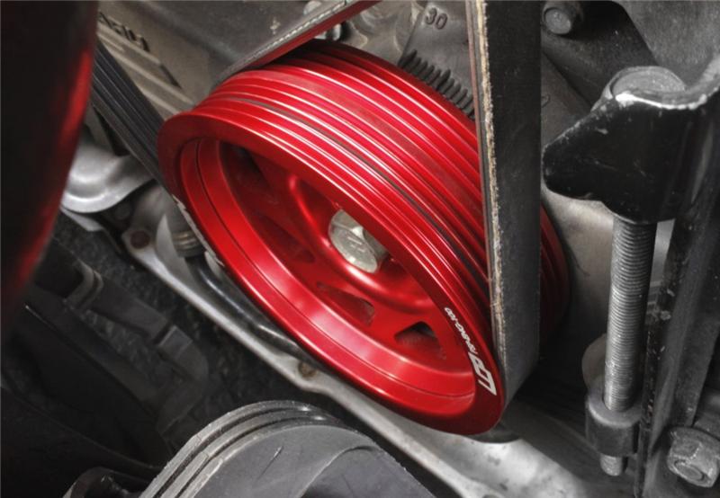 Perrin Performance Red Lightened Crank Pulley for Subaru Impreza, WRX, and STI (2002-2021)