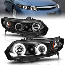 Load image into Gallery viewer, ANZO 2006-2011 Honda Civic Projector Headlights with Halo and Black Housing (CCFL)