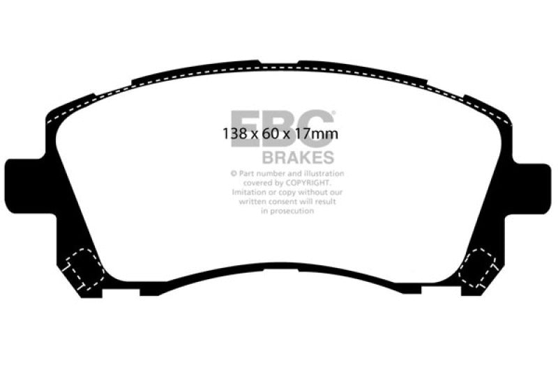 EBC Yellowstuff Front Brake Pads for Subaru Impreza and Legacy - Part No. EBCDP41134R