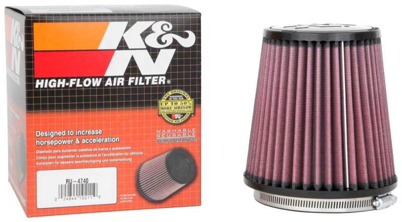 K&N Engineering Universal Rubber Round Tapered Air Filter - 4.5 Inch Flange, 6 Inch Height