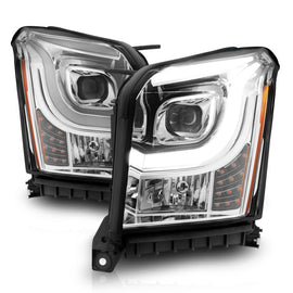 ANZO 2015-2017 GMC Yukon XL Projector Headlights with Lightbar - Black Housing and Clear Lens