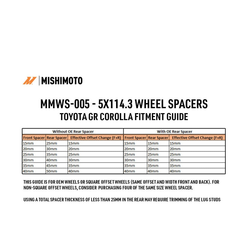 Mishimoto 5x114.3 Wheel Spacers for Toyota and Lexus Vehicles - 20mm Thickness, Black Anodized Finish