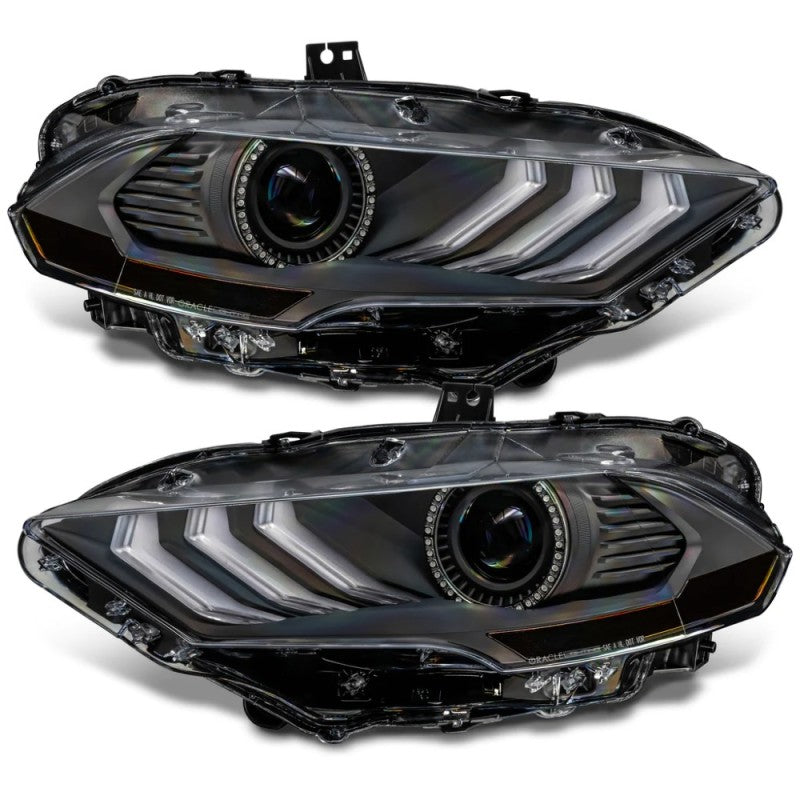 Oracle Lighting 18-23 Ford Mustang Black Series Dynamic ColorSHIFT LED Headlights with Sequential Turn Signal