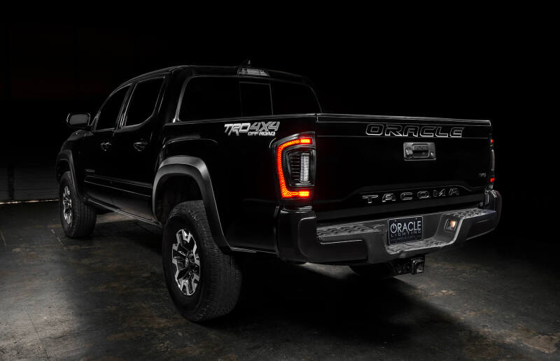 Oracle Lighting Flush Style LED Tail Lights for 2016-2023 Toyota Tacoma - Low-Profile, Modular Design with Signature LED Lighting and Dynamic Turn Signals