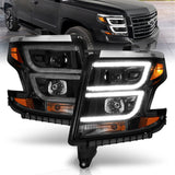 ANZO 2015-2020 Chevy Tahoe Projector Headlights with DRL, Black Housing and Clear Lens