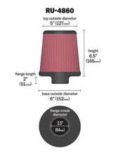 Load image into Gallery viewer, K&amp;N Engineering Universal Rubber Air Filter Part Number KNNRU-4860 for Automotive Applications