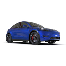 Load image into Gallery viewer, Rally Armor UR Series Mud Flaps for Tesla Model Y – Juniper Y White with Black Logo, Part Number RALMF72-UR-WH/BLK