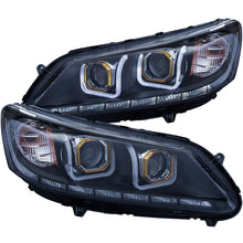 Load image into Gallery viewer, ANZO 2013-2015 Honda Accord 4-Door Projector Headlights with U-Bar, Black Housing and Clear Lens