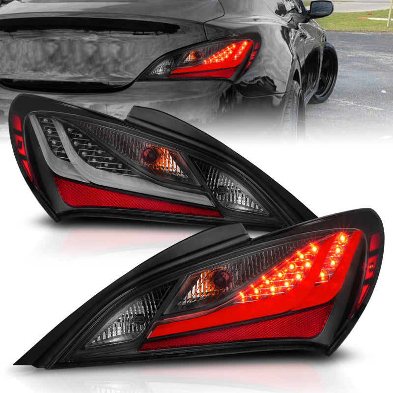 ANZO 10-13 Hyundai Genesis 2-Door LED Taillights with Dark Smoke Lens - Pair
