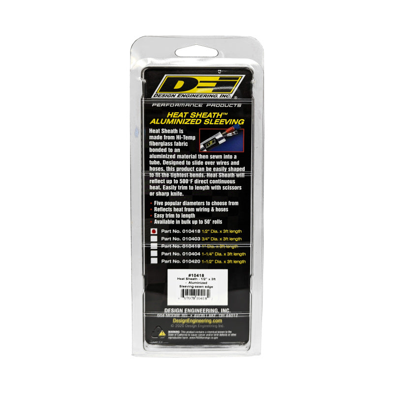 DEI Heat Sheath 1/2 inch I.D. x 3 ft Aluminum Sleeving for Heat and Abrasion Protection