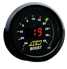 Load image into Gallery viewer, AEM 52mm Boost Digital Gauge -30 to 35 psi with Customizable Bezels and Faceplates