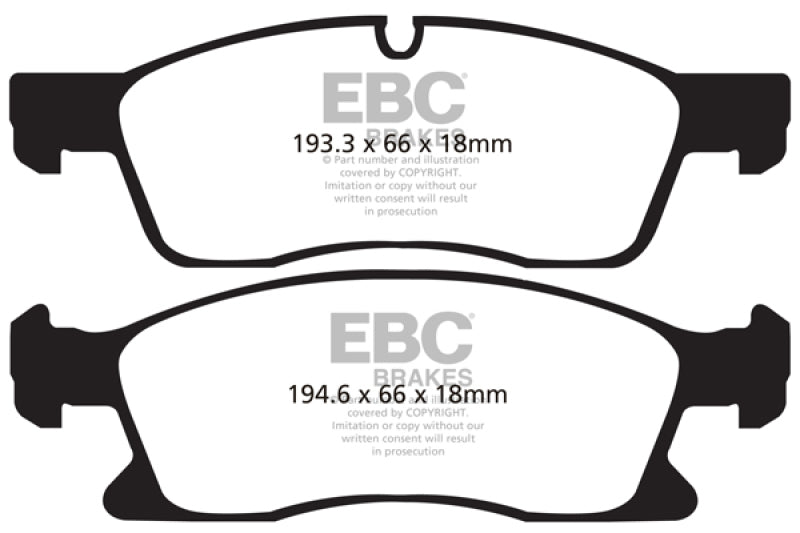 EBC Brakes EBC-ED91871 Extra Duty Front Brake Pads for Jeep Grand Cherokee & Dodge Durango