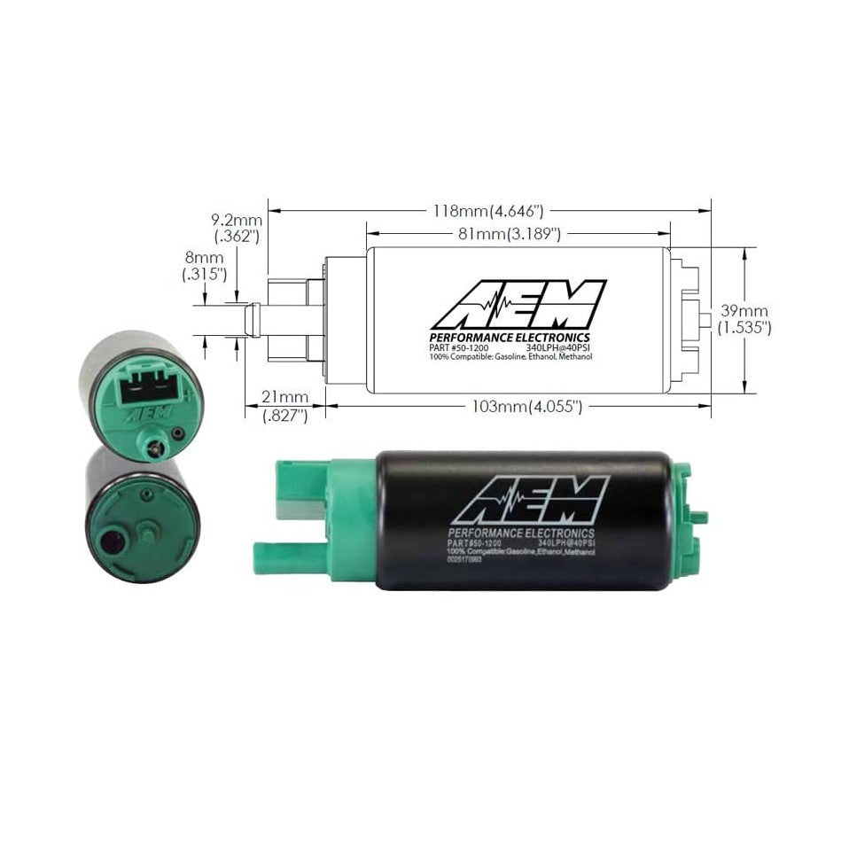 AEM - 340LPH E85-Compatible High Flow In-Tank Fuel Pump - 50-1200