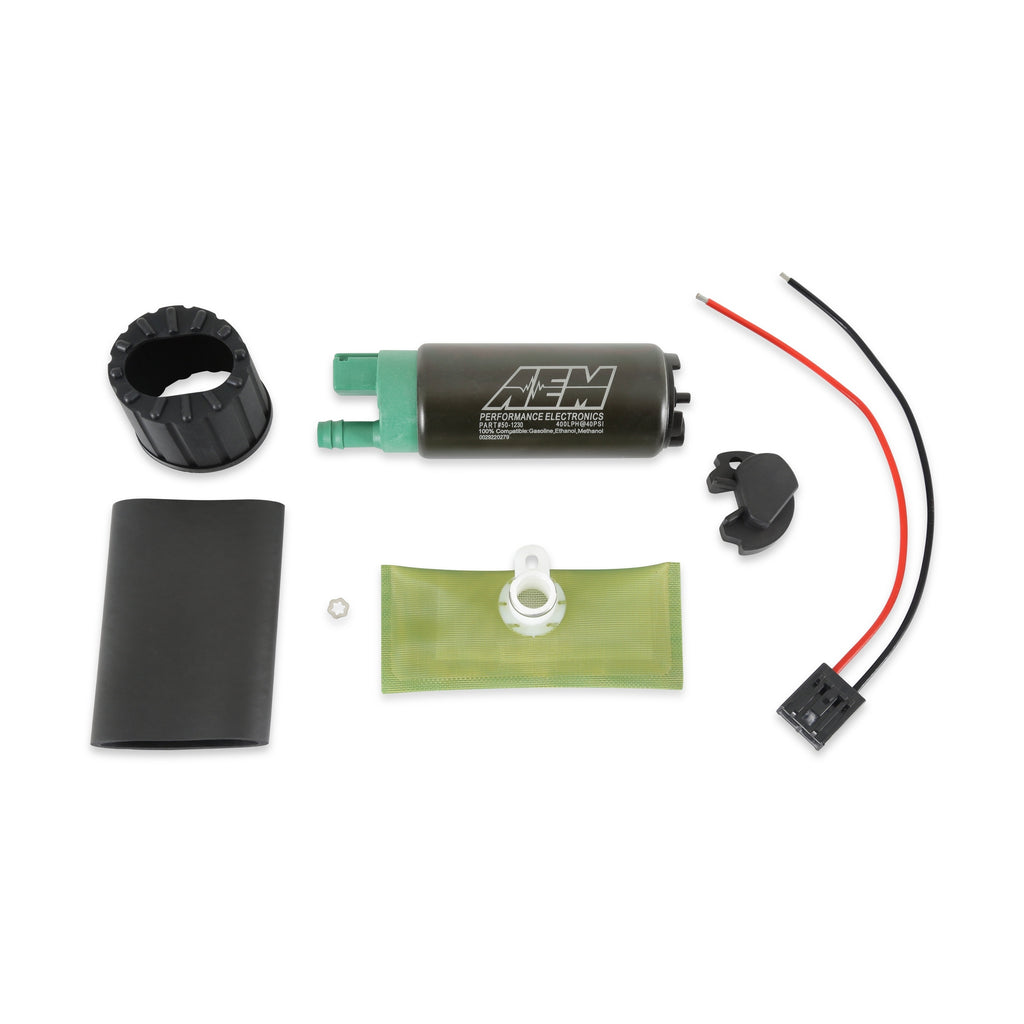 AEM - 400LPH E85-COMPATIBLE HI FLOW IN-TANK FUEL PUMP - DOUBLE BARB - 50-1230