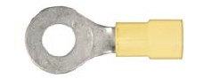 25Pcs Yellow Nylon 12-10 Terminal - 1/4" Stud Size Ring Type