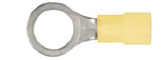 25Pcs Yellow Nylon 12-10 Terminal - 3/8" Stud Size Ring Type