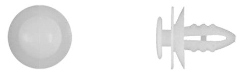 50Pcs White Nylon Door Panel Ret - 5/16"Hole 1/2" Hd 21/32" Stem