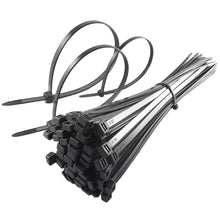 Load image into Gallery viewer, 100 Pcs Black Nylon Cable Ties - 4&quot; Long 18 lbs Tensile Strg.