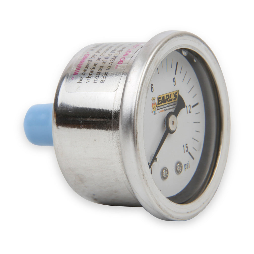 Earl’s - 0 to 15 PSI Oil-Filled Fuel Pressure Gauge