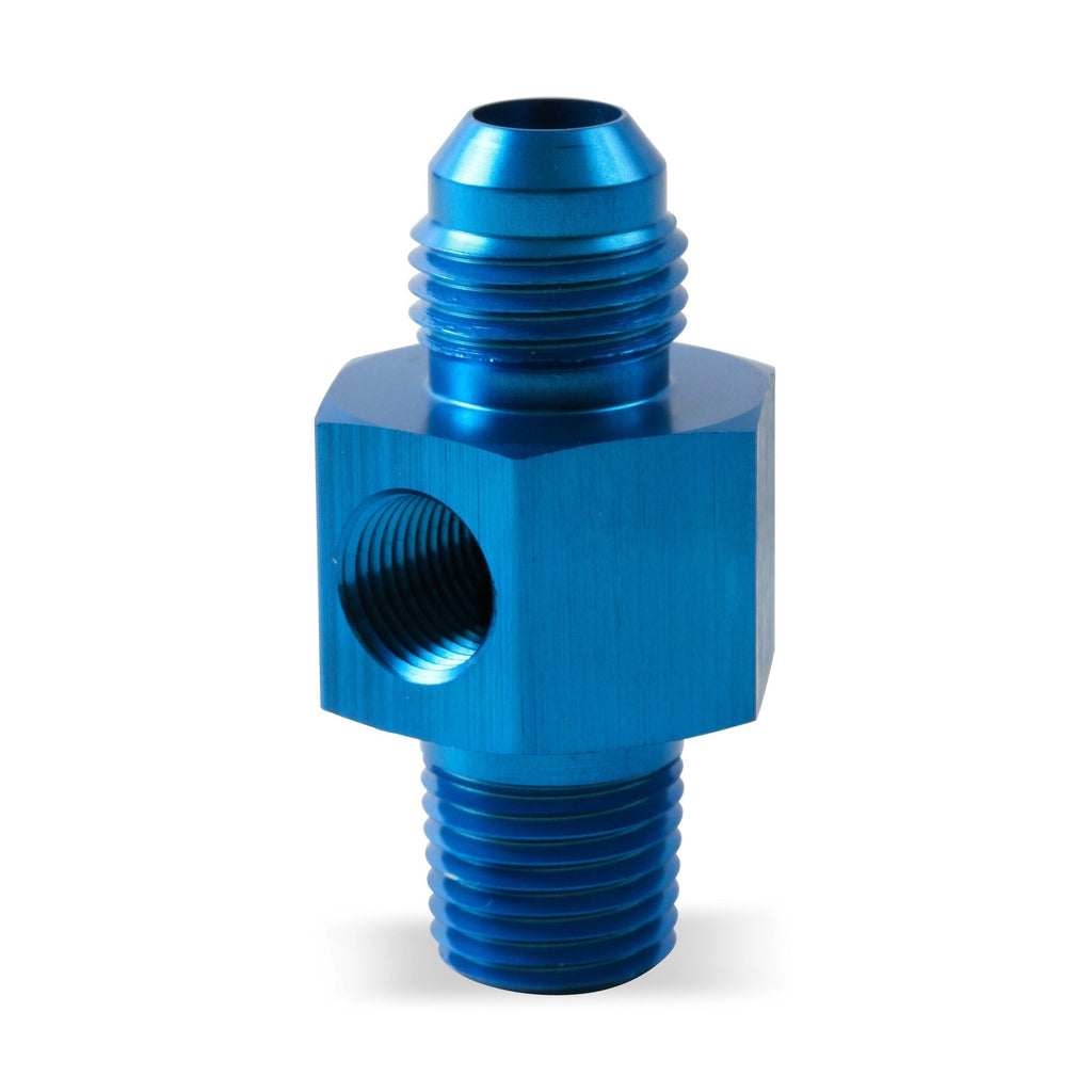 Earl’s - Fuel Pressure Gauge Adapter – 8AN Male / 1/4 NPT Male / 1/8 NPT Female Tee