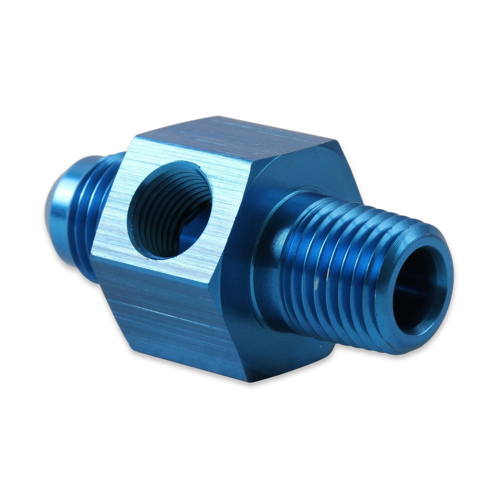 Earl’s - Fuel Pressure Gauge Adapter – 8AN Male / 1/4 NPT Male / 1/8 NPT Female Tee