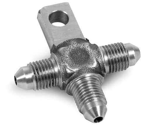 Earl's - Tee w/ Mount 3 Male Steel Electroless Nickel Plated for Fuel Hose Systems