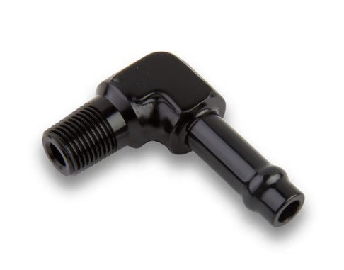 Earl’s - Vapor Guard™ 90° Hose End, 5/16" Barb to 1/4" NPT, Black Anodized Aluminum