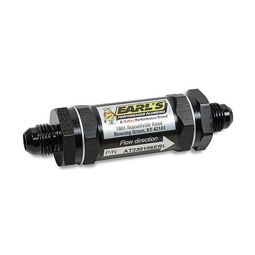 Earl's - In-Line 35 Micron Sintered Bronze Fuel Filter 6 AN / 8 AN for Carburetor Applications