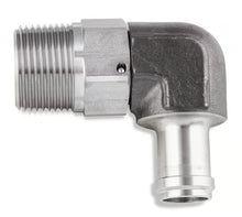 Load image into Gallery viewer, Earl's 90 Degree 5/8" Hose to 3/4" NPT Male Elbow with Swivel Stainless Steel Adapter