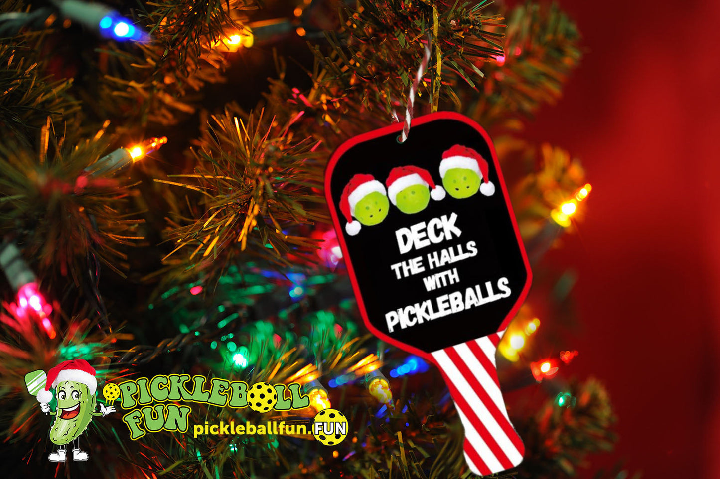 NEW! Large Pickleball Christmas Ornament 6.5"x3"