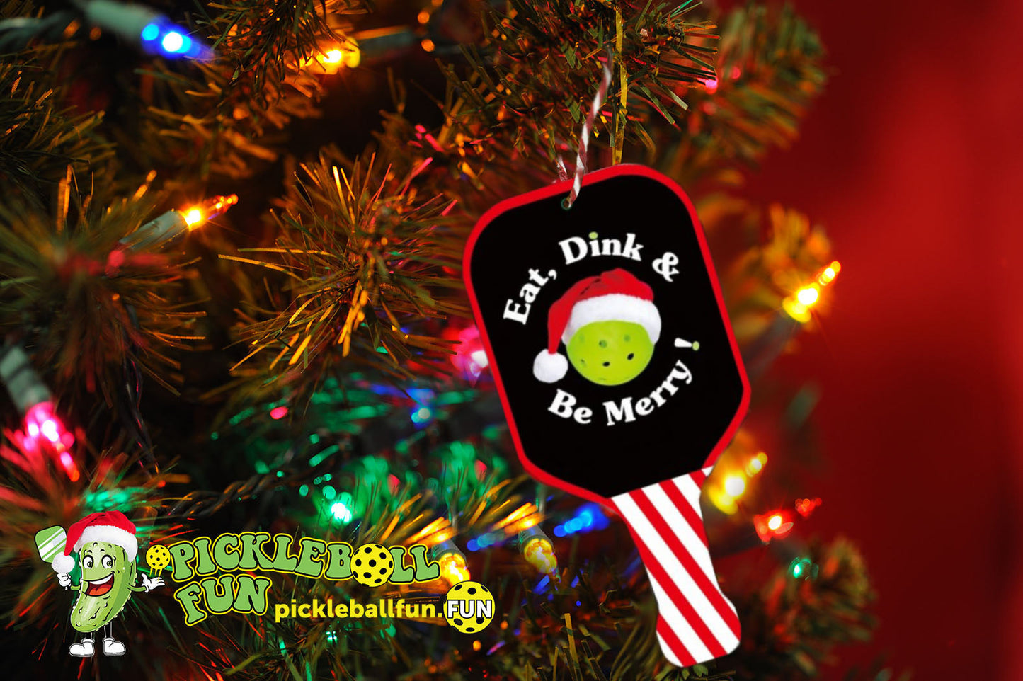 NEW! Large Pickleball Christmas Ornament 6.5"x3"