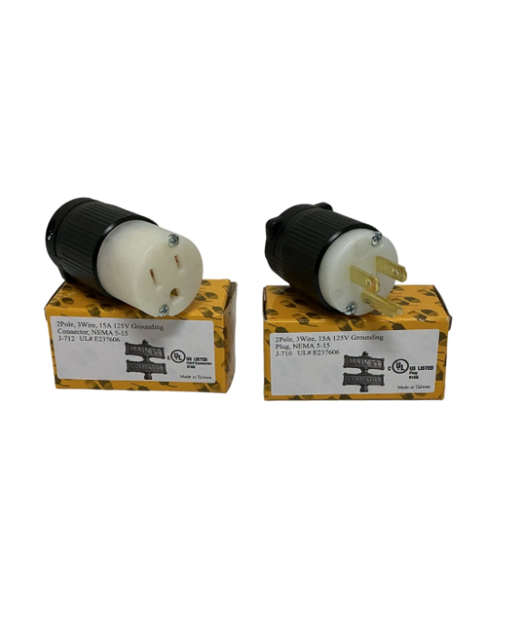 5-15P & 5-15R NEMA Plug Connector Set 15A 125V Heavy Duty Choose Pack Size