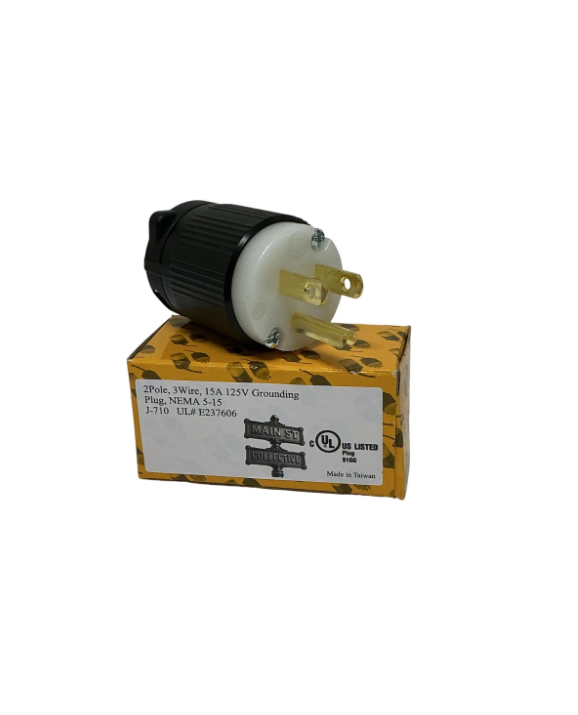 5-15P NEMA Plug 15A 125V Straight Male Heavy Duty Commercial Choose Pack Size