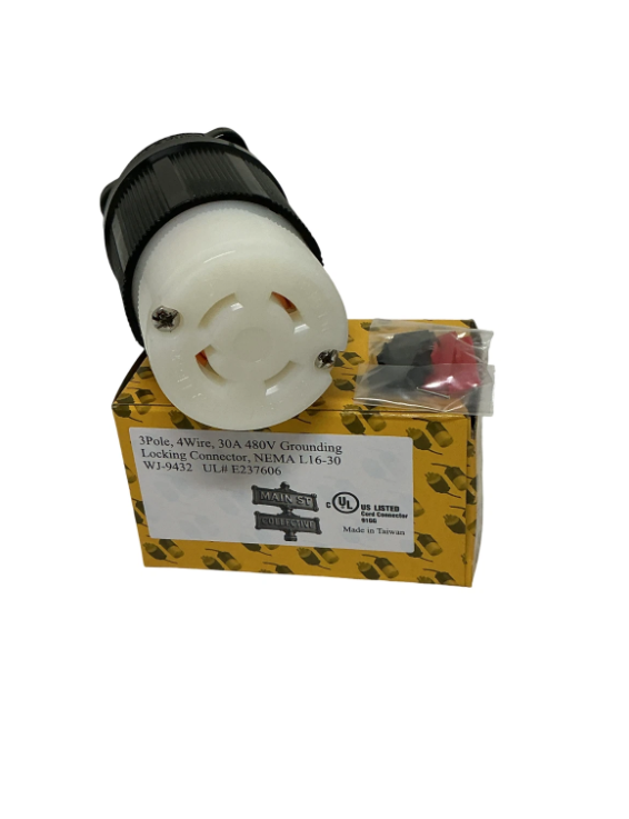 NEMA L16-30R Locking Connector 30A 480V 3 Pole 4 Wire cUL Choose Pack Size