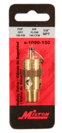 MILTON - 1/4" MNPT ASME SAFETY VALVE, 150 PSI POP OFF PRESSURE - S-1090-150