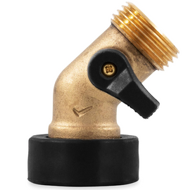 Camco Solid Brass 45° Drinking Water Valve with Garden Hose Connections